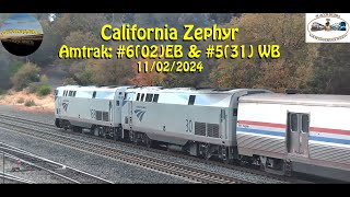 Amtrak California Zephyr 602 and 531 with Fall Colors  20241102 [upl. by Sirama]