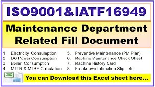 Maintenance Department Related Fill Documents [upl. by Eserrehs]