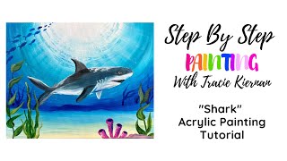 Learn to paint a Shark Under Water Scene  Acrylic Painting Tutorial  Step By Step [upl. by Garey]