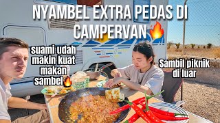 MASAK SAMBEL XTRA PEDAS SUAMI KUAT MALAH KETAGIHAN🥵  Campervan Spanyol 118 [upl. by Ixela864]