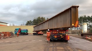 Allelys Heavy Haulage with a 47 meter long bridge beam [upl. by Pliam]