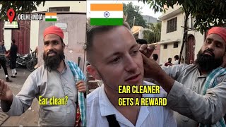 Indian ear cleaner gets a reward 🇮🇳  ear cleaning india  Indian strret ear cleaner  ear picking [upl. by Ccasi54]