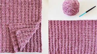 Crochet Velvet Ribbed VStitch Baby Blanket [upl. by Holli29]