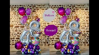 Bouquet Con Globos Morado y plataBalloons Bouquet silver and purple [upl. by Fifine]