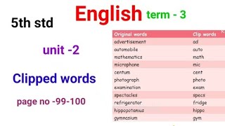 clipped words5th stdEnglishterm 3 [upl. by Graehl217]