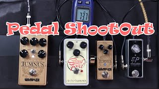 PEDAL SHOOTOUT Original Wampler Tumnus vs Tumnus deluxe vs Soul Food vs EP Booster [upl. by Jary687]