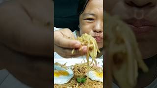 Veg Chowmein with fry Egg  Chowmein challenge  mukbang chowmein [upl. by Cirdnek]