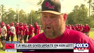 TR Miller Head Coach Brent Hubbert provides update on injured Ken Lett [upl. by Asseniv865]