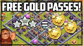 THREE Stars  FREE Gold Passes in Clash of Clans [upl. by Kelcy519]