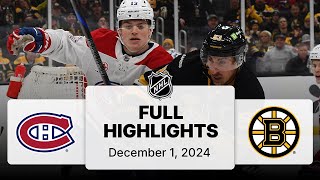 NHL Highlights  Canadiens vs Bruins  December 01 2024 [upl. by Leake]