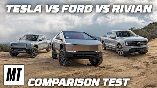 Tesla Cybertruck vs Ford F150 Lightning vs Rivian R1T  Comparison Test [upl. by Lotsyrc]