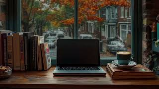 Cozy Coffee Shop Sounds 🍂 Rain amp Fall Ambience for Study and Relaxation [upl. by Limak]