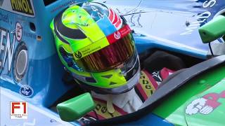 Mick Schumacher drives the Benetton B194 at the drivers parade at the Belgium GP 2017 [upl. by Afaw]