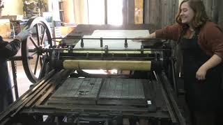 Printing on an 1880s Prouty Newspaper Press aka The Grasshopper Press [upl. by Dinsmore732]