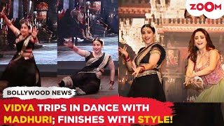 Vidya Balans EPIC fall on stage during Ami Je Tomar dance with Madhuri Dixit finishes with GRACE [upl. by Kesley]