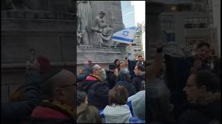 Hundreds gathered by Columbus Circle in New York to sing Israel’s national anthem Hatikva israel [upl. by Ribaj948]