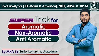 Supertricks for Aromaticity Antiaromaticity and nonaromaticity  Explain by IITian  Jee Advance [upl. by Ahsino819]