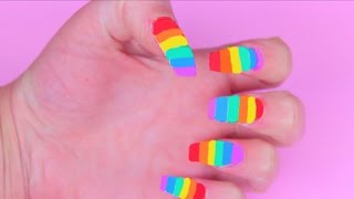 Rainbow Nail Polish using COLORED PENCILS [upl. by Tartan]