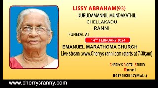 Cherryslive Funeral of Lissy Abraham Kurudamannil Mundakathil Chellakadu Ranni [upl. by Salbu]