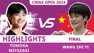 FINAL 王祉怡 Wang Zhi Yi CHN 3 vs 宮崎 友花 Tomoka Miyazaki JPN  VICTOR China Open 2024 [upl. by Ariayek]