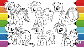 My Little Pony Coloring Book Pages  How to Color My Little Pony Movie Mane 6 [upl. by Sokil]