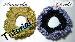 Tutorial fermacoda uncinetto  Accessori capelli  How to crochet a scrunchie [upl. by Nyrok]