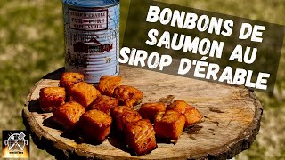 Recette des bonbons de saumon fumé à lérable  comment faire des pépites de saumon fumé à chaud [upl. by Giamo]