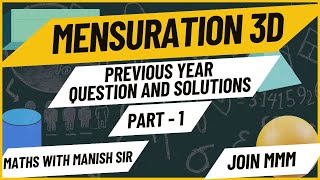 ssc railway  Mensuration 3D Previous Year Question and Solution by Manish Sir [upl. by Eskill]