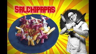 cómo hacer Salchipapas crujientes en casa  Mayonesa verde DELICIOSA receta [upl. by Aihsenot]