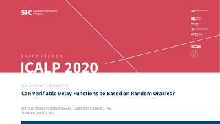 C2D – Can Verifiable Delay Functions be Based on Random Oracles [upl. by Stralka]