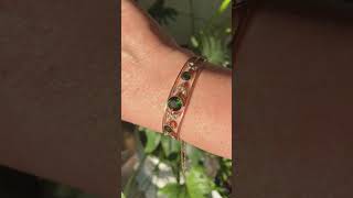 Antique Edwardian 9ct Rose Gold Green Tourmaline And Seed Pearl Bangle  Circa 191015 [upl. by Jed483]