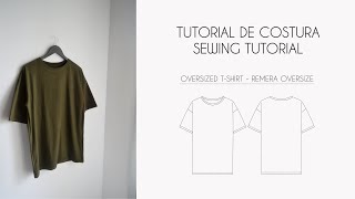 Sewing tutorial oversized tshirt  Tutorial de costura remera oversize  Mercadito de moldes [upl. by Attesoj]