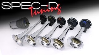 SPECDTUNING DEMO VIDEO 5 CHROME PIPES MUSIC AIR HORN LA CUCARACHA AH60522 [upl. by Halfdan]