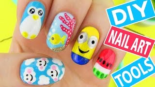 DIY Nail Art Tools with 5 Easy Nail Art Designs How to Paint your Nails at Home [upl. by Gaul]