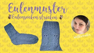 Sockenmuster Nr 2  Eulensocken stricken 🦉Eulen stricken [upl. by Suissac]