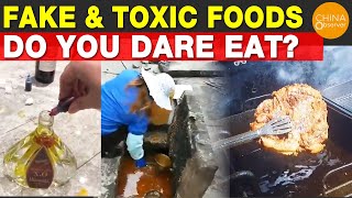 Fake and Toxic Foods in China  Do You Dare Eat Such Foods  Illegally Recycled Waste Cooking Oil [upl. by Yelsgnik]