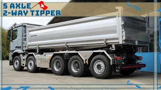 Swiss 5 Axle 2Way tipper  Details and tipping  Nüssli Fahrzeugbau AG [upl. by Shien]