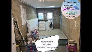 Réalisation de salle de bain et chambre dans un garage [upl. by Lonna]