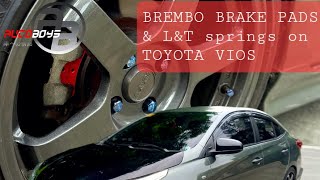 BREMBO BRAKE pads and LampT lowering springs on Toyota Vios Autoboys [upl. by Nahraf871]