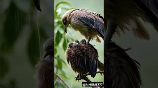 Mother bird protects their babies from heavy rainstorm birds wildlife nature mother love [upl. by Metsky]