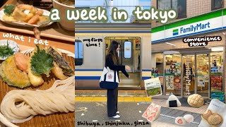 japan vlog 🍮 first week in tokyo what i eat udon tonkatsu cafes family mart exploring around [upl. by Inaj597]