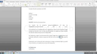 Como hacer una carta de solicitud de vacaciones en word 2010 [upl. by Guenevere]