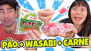 PÃO COM CARNE E WASABI e WARABI MOCHI SABOR MORANGO  Japão Nosso De Cada Dia [upl. by Sheffie]