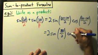 Trigonometry  Sumtoproduct Formulas  Example 2 [upl. by Ahsiret602]