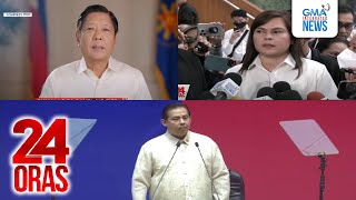 24 Oras Part 1 PBBM pumalag sa pagtatangka ni VP Sara House Speaker Romualdez sa atbp [upl. by Enileda]