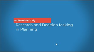 Research and Decision Making in Planning [upl. by Bagger]