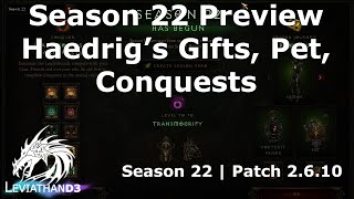 Diablo 3 Season 22 Preview  Haedrigs Gifts Conquests Book of Cain Pet and Portrait [upl. by Tupler]