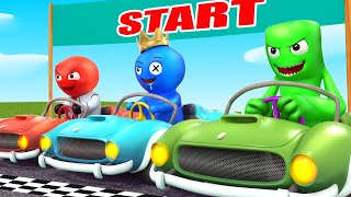 BLUE amp RED amp GREEN BATTLE in CAR RACE FUNNY STORY  RAINBOW FRIENDS 2 ANIMATION  Rainbow Sun [upl. by Modeste]