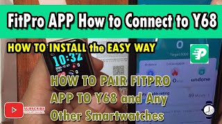 FitPro app How to Install and Connect Y68 Smartwatch to Android Smartphone [upl. by Nyrek]