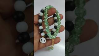 Braselet black and white mate finished beads green with crystal beads [upl. by Issy]